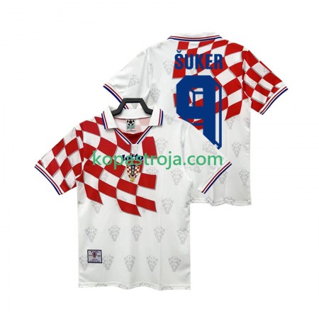 Billiga Fotbollströjor Kroatien BSUKER 9 Retro Hemma tröja 1998 Kortärmad